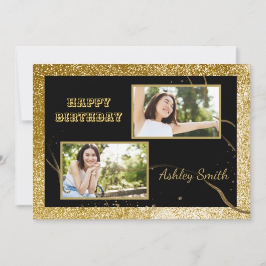 Matig elegant chic black en goudzoet 16 kaart (Voorkant)