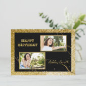 Matig elegant chic black en goudzoet 16 kaart (Staand voorkant)