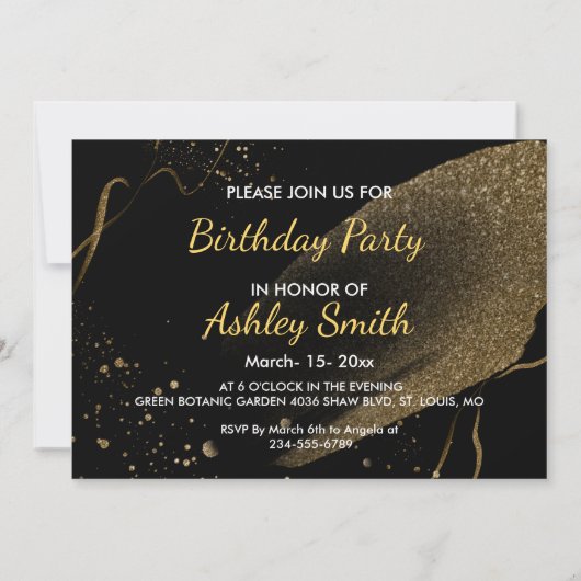 Matig elegant chic black en goudzoet 16 kaart (Achterkant)