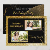 Matig elegant chic black en goudzoet 16 kaart (Voorkant / Achterkant)