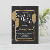 Matig elegant chic black en goudzoet 16 kaart (Staand voorkant)