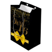 Matig elegant chic black en goudzoet 16 medium cadeauzakje (Voorkant Gekanteld)