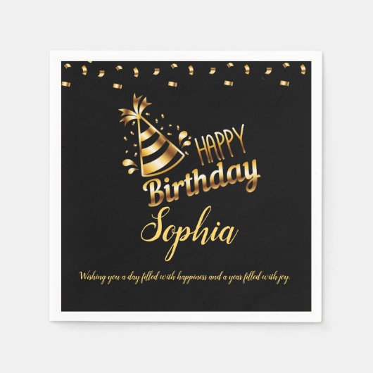 Matig elegant chic black en goudzoet 16 servet (Voorkant)