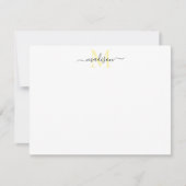 Matig Elegant Chic Girly Script Monogram geel Notitiekaartje (Voorkant)