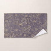 Matig elegant donkerlavender chic Gold floral Handdoek (Handdoek)