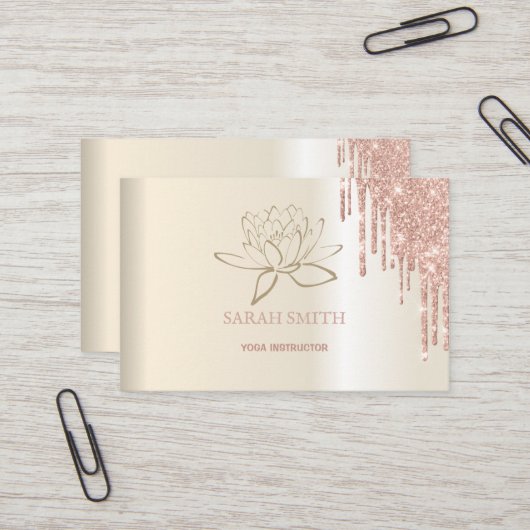 Matig Elegant druppelt gouden roos, lotusbloem Visitekaartje (Voorkant / Achterkant in situ)