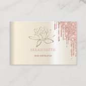 Matig Elegant druppelt gouden roos, lotusbloem Visitekaartje (Voorkant)