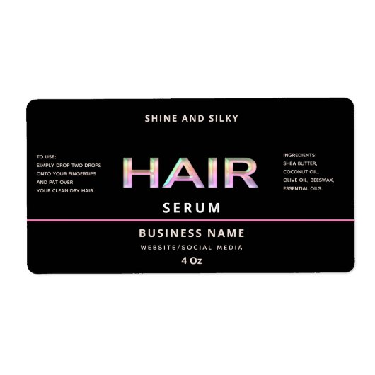 Matig elegant, eenvoudig haarserumlabel etiket (Voorkant)