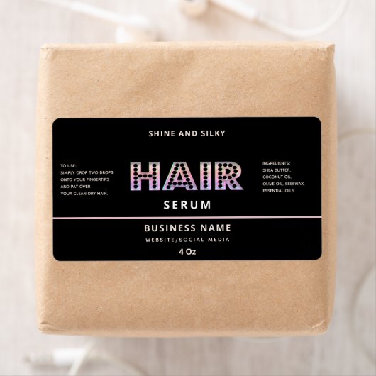 Matig elegant, eenvoudig haarserumlabel etiket (Insitu)