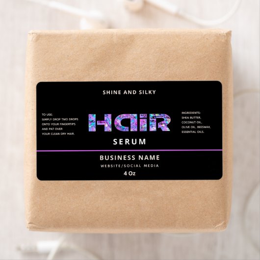 Matig elegant, eenvoudig haarserumlabel etiket (Insitu)