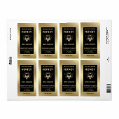 Matig elegant goudhoningbijen honingraat etiket (Full Sheet)