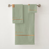 Matig elegant, groen, monogrammed strepen bad handdoek (Insitu)