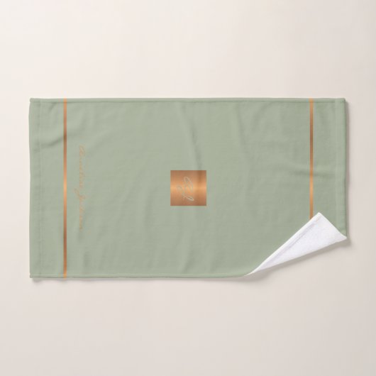 Matig elegant, groen, monogrammed strepen bad handdoek (Handdoek)