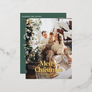 Matig elegant groene botanische typografie folie feestdagen briefkaart