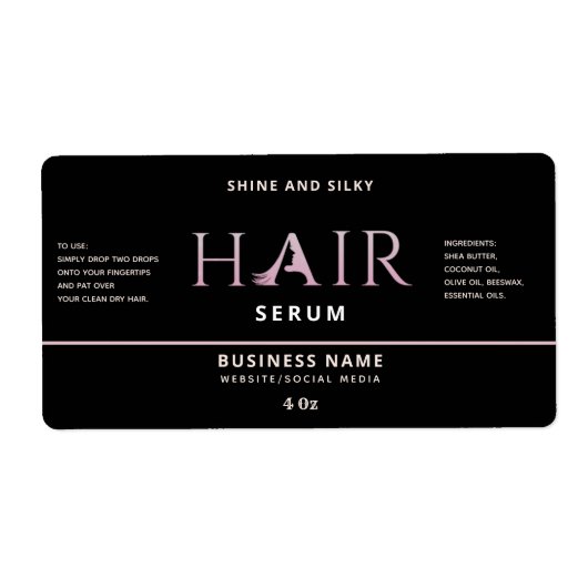 Matig elegant haarserumlabel etiket (Voorkant)