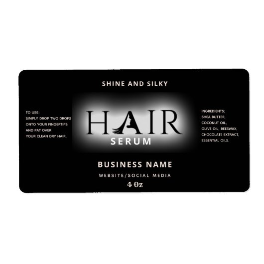 Matig elegant haarserumlabel etiket (Voorkant)