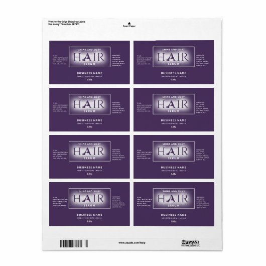 Matig elegant haarserumlabel etiket (Full Sheet)