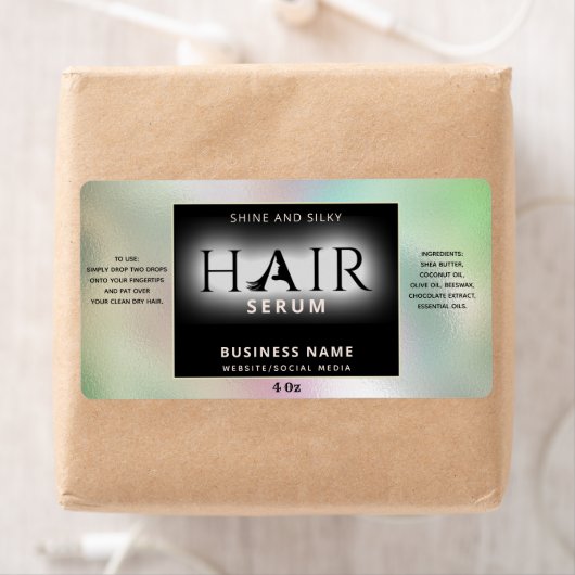 Matig elegant holografisch HAIR-serumlabel Etiket (Insitu)