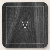 Matig elegant initiaal zwarte houtkorrel bier onderzetter (Voorkant)