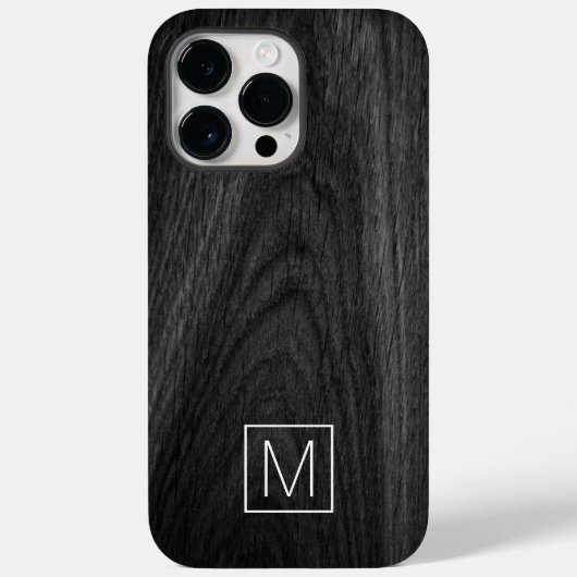 Matig elegant initiaal zwarte houtkorrel Case-Mate iPhone case (Achterkant)
