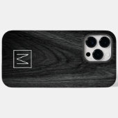 Matig elegant initiaal zwarte houtkorrel Case-Mate iPhone case (Achterkant (horizontaal))