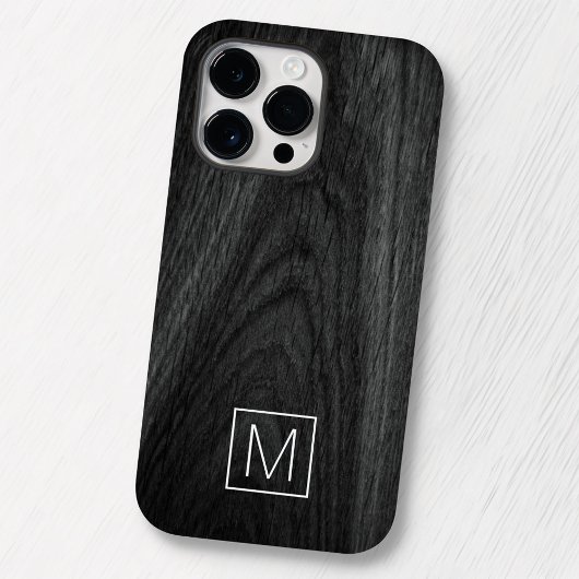 Matig elegant initiaal zwarte houtkorrel Case-Mate iPhone case