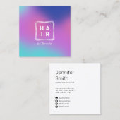 Matig elegant kleurig holografisch haar met gradië vierkante visitekaartje (Voorkant / Achterkant)
