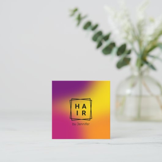 Matig elegant kleurig holografisch haar met gradië vierkante visitekaartje (Staand voorkant)