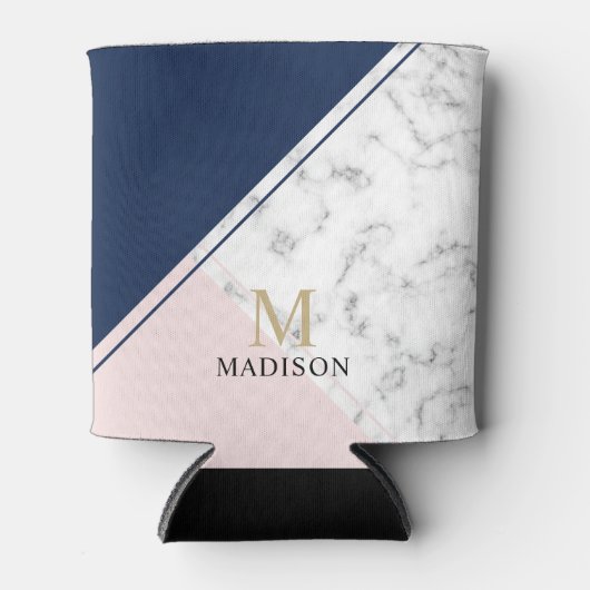 Matig elegant marmermonogram blikjeskoeler (Voorkant)