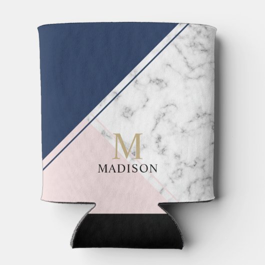 Matig elegant marmermonogram blikjeskoeler (Achterkant)