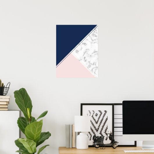 Matig elegant marmermonogram poster (Thuiskantoor)