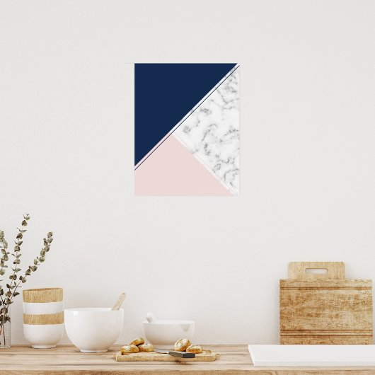 Matig elegant marmermonogram poster (Keuken)