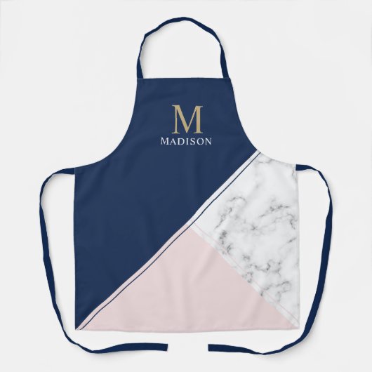 Matig elegant marmermonogram schort (Voorkant)