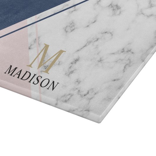 Matig elegant marmermonogram snijplank (Hoek)