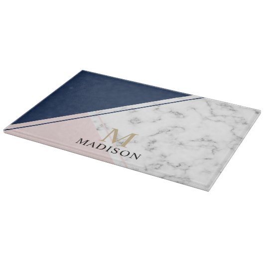 Matig elegant marmermonogram snijplank (Hoek)