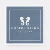 Matig Elegant Nautical Seahorse Coastal Brand Servet (Voorkant)