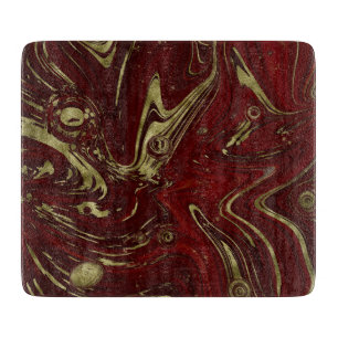 Matig Elegant Red & Gold Marble Swirl Snijplank
