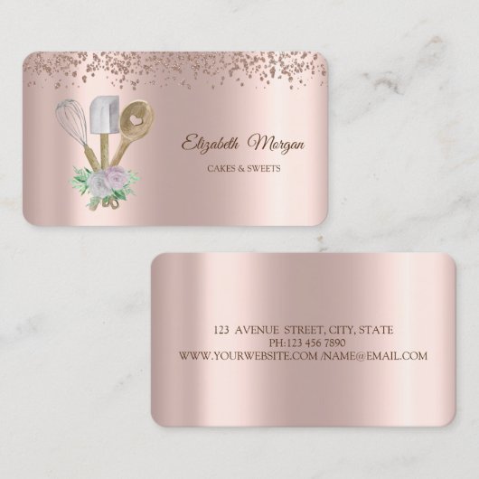 Matig elegant Roos Gold Cupcake, Sweets, bakkerijb Visitekaartje (Voorkant / Achterkant)