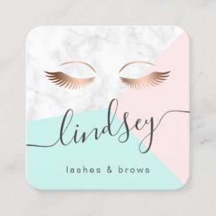 Matig elegant roos gouden marmer roze munt zweeft vierkante visitekaartje