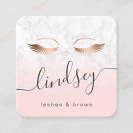 Matig elegant roos gouden witte marmer roze zweetj vierkante visitekaartje