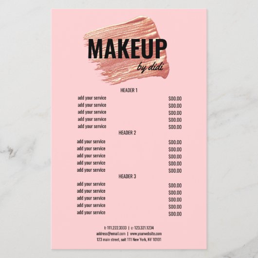 Matig elegant roos goudlipstick make-up flyer (Voorkant)