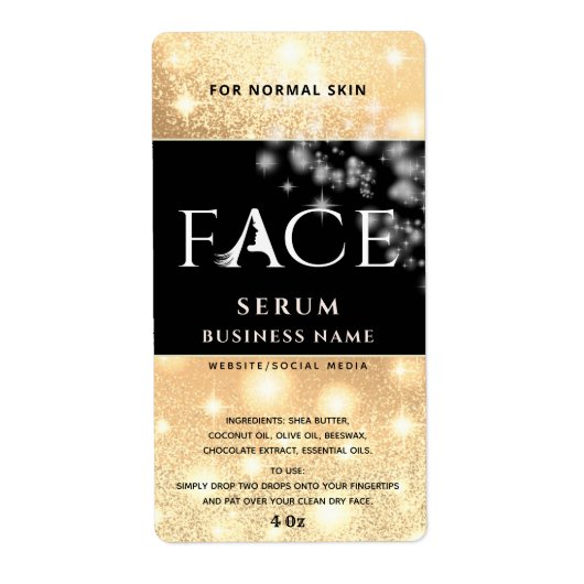 Matig elegant sparkle FACE-serumlabel Etiket (Voorkant)