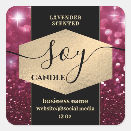 Matig elegant sparkle glittery soy candle label (Voorkant)