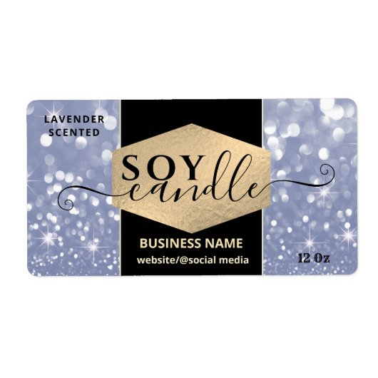 Matig elegant sparkle glittery soy candle label (Voorkant)