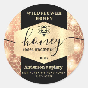 Matig elegant sparkle Gold bijenkast honingklaver Ronde Sticker