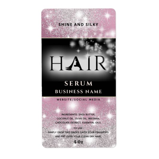 Matig elegant sparkle HAIR-serumlabel Etiket (Voorkant)