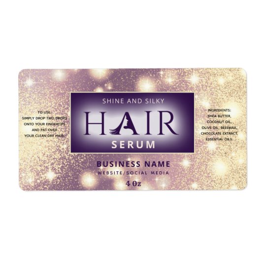 Matig elegant sparkle HAIR-serumlabel Etiket (Voorkant)