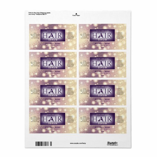 Matig elegant sparkle HAIR-serumlabel Etiket (Full Sheet)