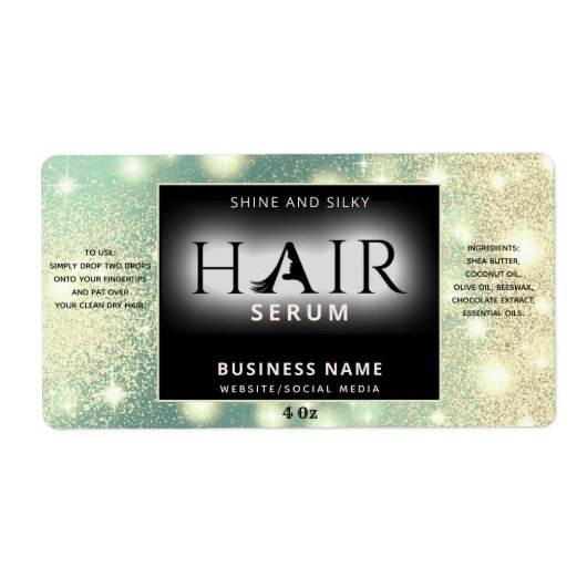 Matig elegant sparkle HAIR-serumlabel Etiket (Voorkant)