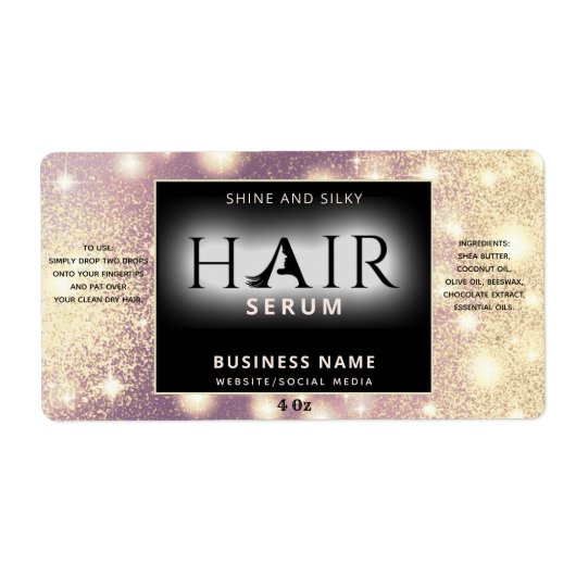 Matig elegant sparkle HAIR-serumlabel Etiket (Voorkant)